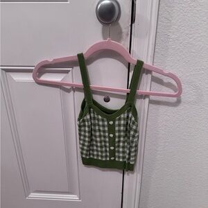 Green Gingham Crop Top